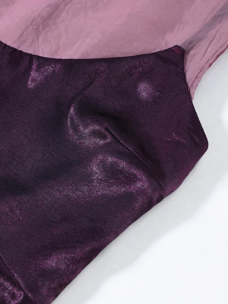 Satin Patchwork Langes Kleid Damen Elegantes Ärmelloses Rückenfreies Schlankes Party-Abendkleid Frühling Charmantes Damenkleid Neu Vestido – Detail 6