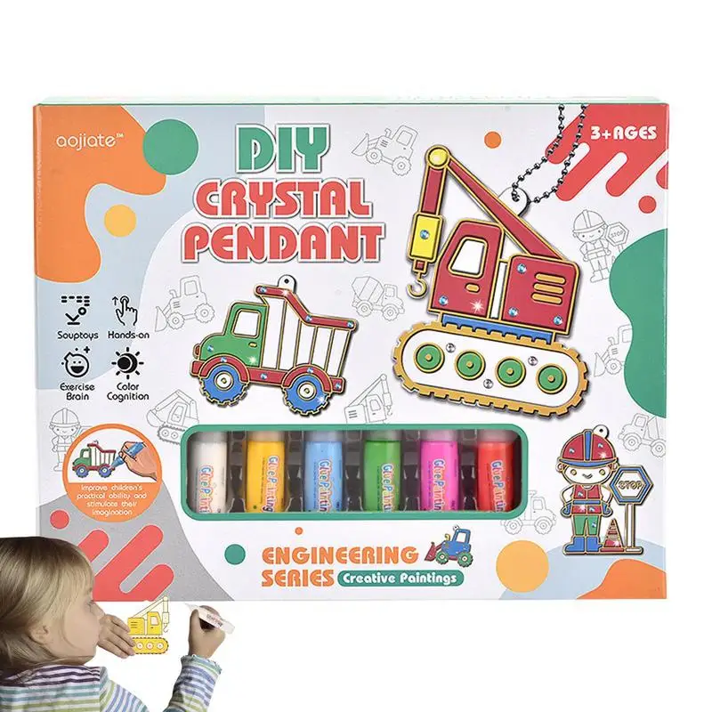 

Christmas Crafts Ornament Kits Fast Drying DIY Crystal Pendant Kit Kids Paint Set Christmas Paint Your Own Sets For Boosting