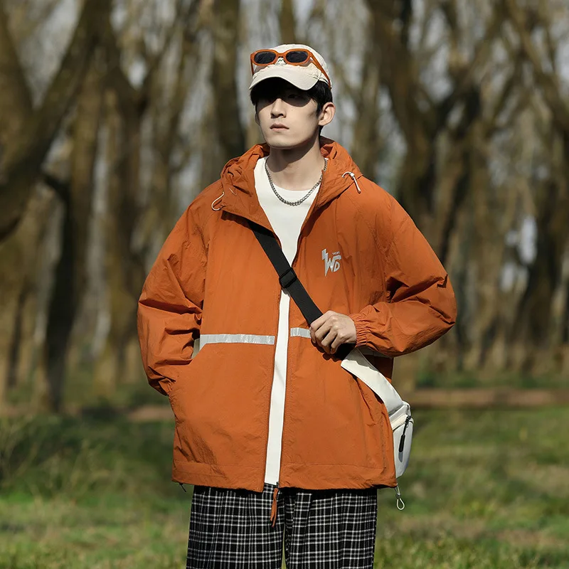 Bomber Jacket Hooded Sunscreen Lightweight Jacket Long Sleeves Korean Fashion Summer Sun Protection Waterproof Outdoor Coats