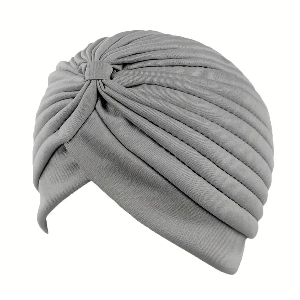 Turban Hats Solid Color Elastic Head Wraps Ramadan Beanies Chemo Cap Headscarf For Women 5