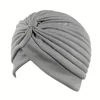 Turban Hats Solid Color Elastic Head Wraps Ramadan Beanies Chemo Cap Headscarf For Women 5
