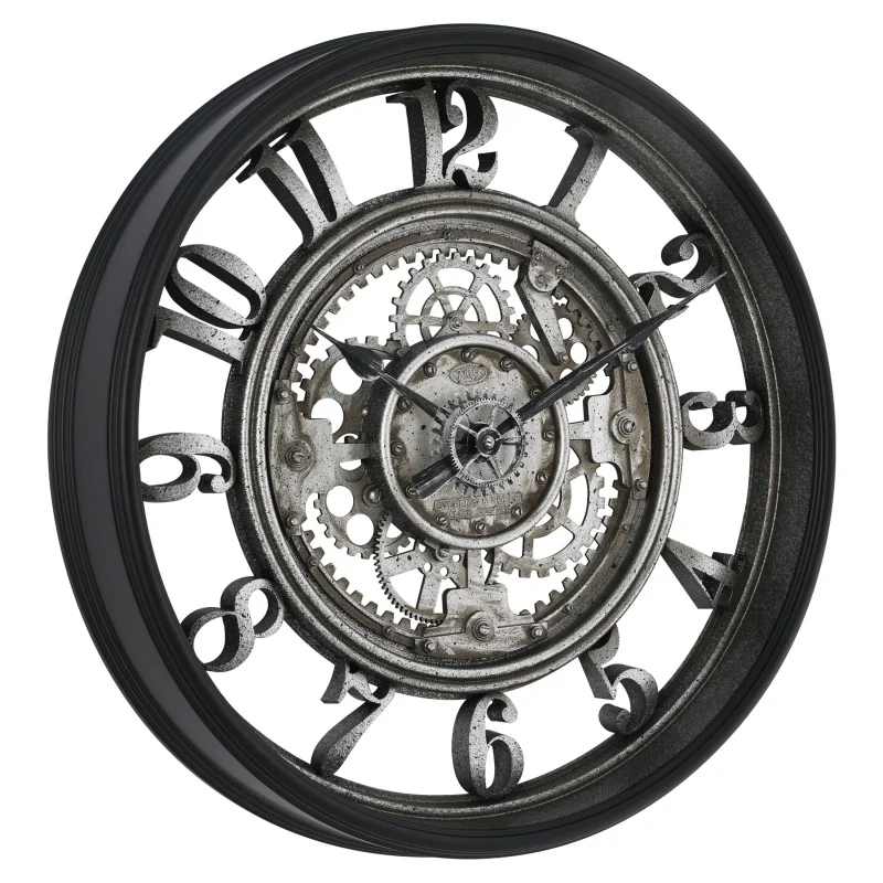 

Better Homes and Gardens 20" Indoor Rustic Metal Arabic Moving Gear Analog Wall Clock