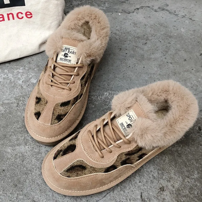 

Winter women's plush warm snow boots casual shoes suede fur chelsea ankle boots flat platform women's shoes indoor and outdoor