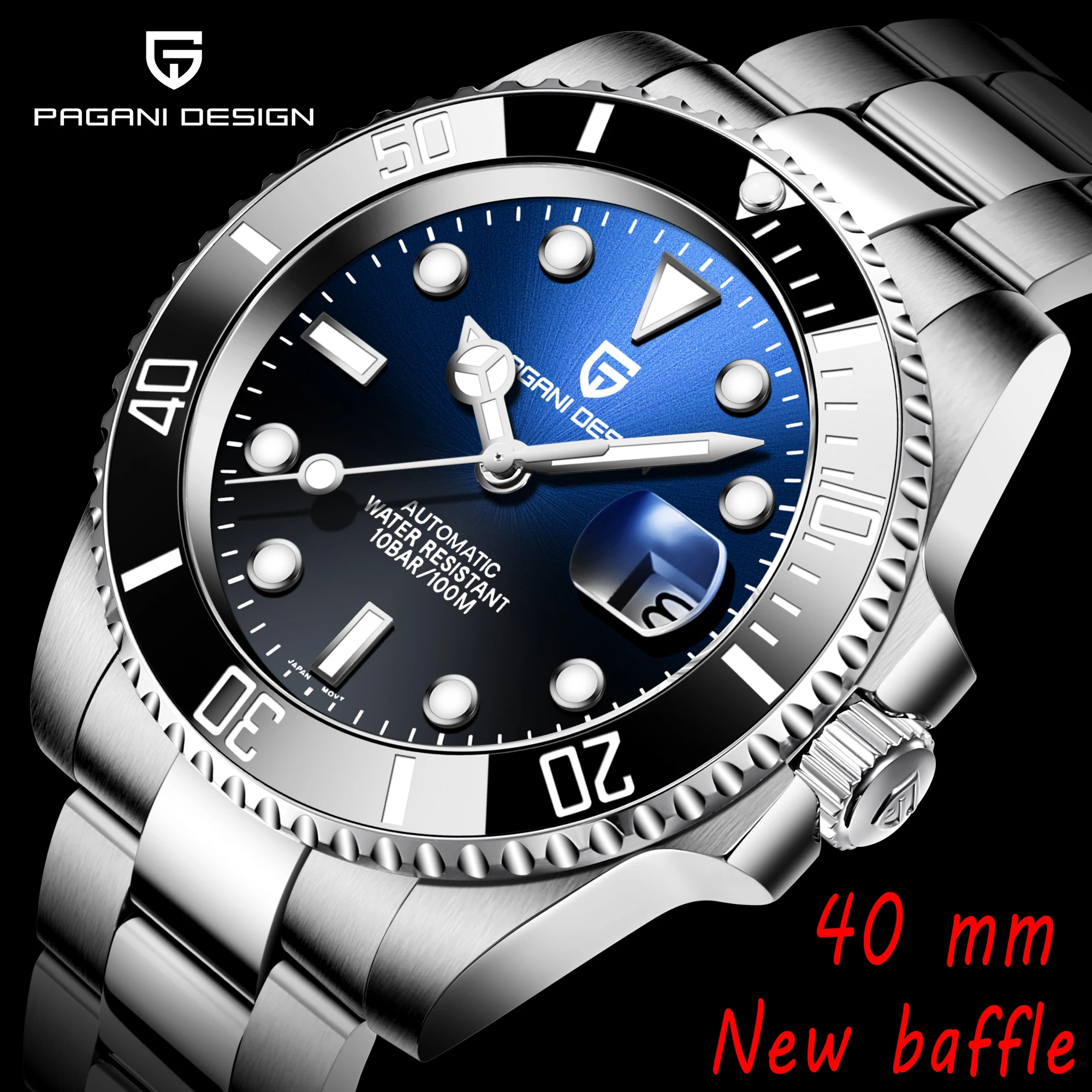 2022 PAGANI DESIGN 40mm Luxury Men's Wristwatch Stainless Steel Automatic Mechanical Watch Top Brand Men's Waterproof Date Clock 1