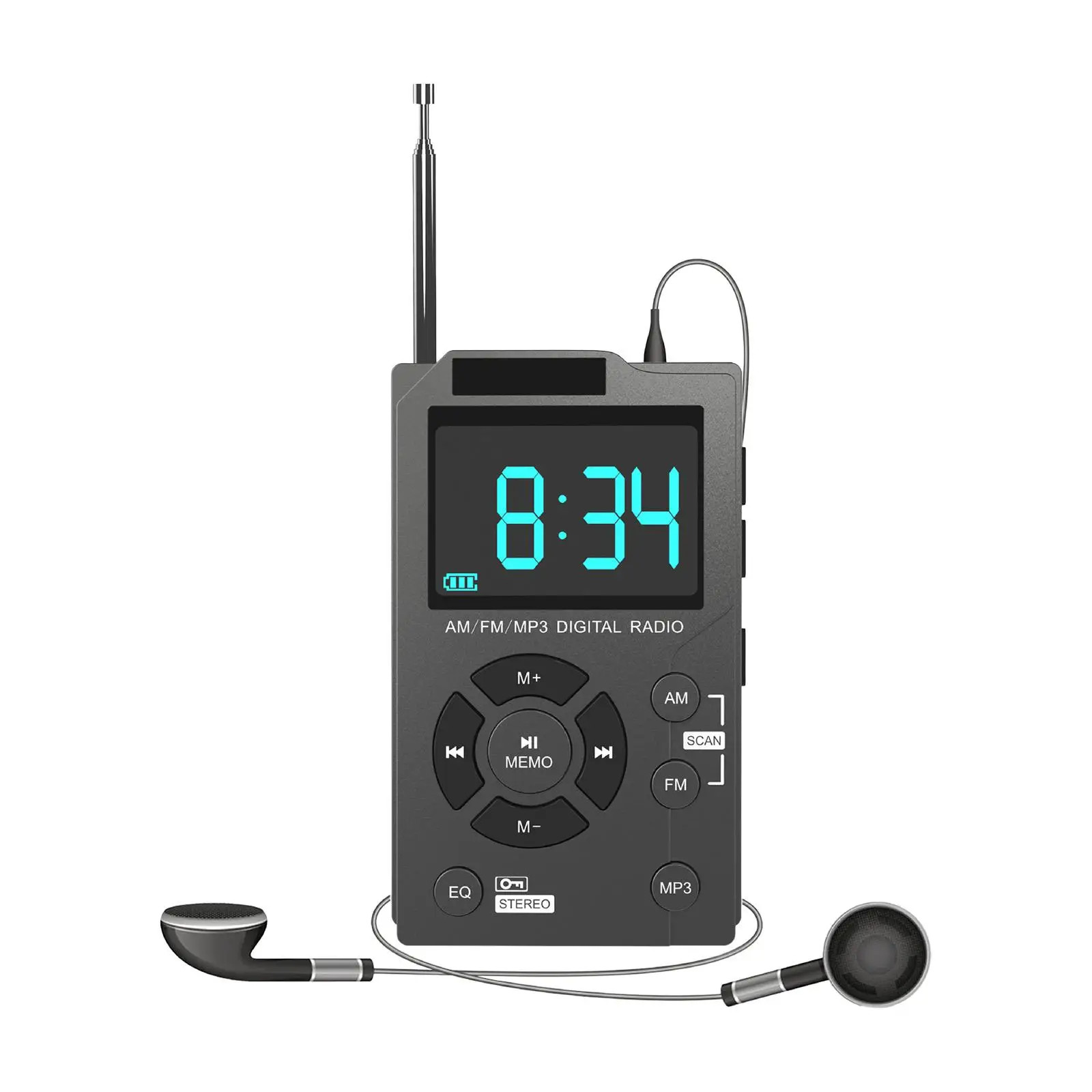 AM FM Radio High Performance Multifunctional Premium Earphone Jack Portable AM FM Radio for Senior Outdoor Office Indoor Home