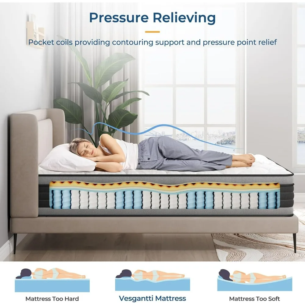 12-inch mixed large box mattress, memory sponge and independent bagged spring, medium hardness mattress 2