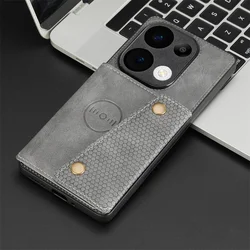 Leather Magnetic Wallet Phone Case with Card Slot Holder for Poco M6 Pro 4G (Gray)