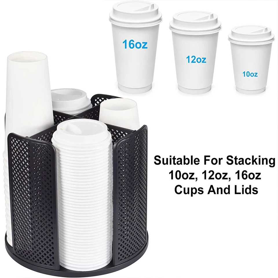 Portabicchieri Girevole A 360 Bicchieri Di Carta Porta Bicchieri Di Plastica Con 4 Scomparti, Porta Bicchierini Caffe Rimovibile,Organizer Per Tazze Portabicchieri Plastica Per Casa Ufficio (grigio