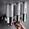 Stainless Steel Soap Dispenser Simple Clean Wall-Mounted Manual Pressing Shower Gel Hotel Bathroom Single Double Tube Soap Box 2