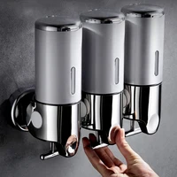 Stainless Steel Soap Dispenser Simple Clean Wall-Mounted Manual Pressing Shower Gel Hotel Bathroom Single Double Tube Soap Box 2