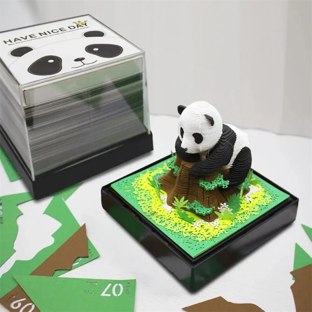 

3D Notepad Mini Panda Paper Model Calendar 2024 with Light Memo Pads Cute Note Paper Block Notes 3D Sticky Note Pad Kids Gifts