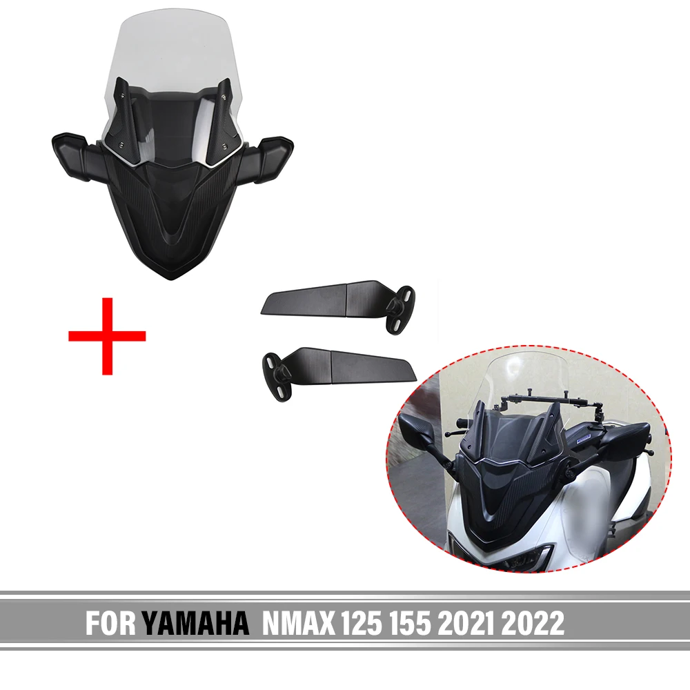 

For YAMAHA NMAX 125 155 2021 2022 NMAX Windscreen Windshield with Front Mask Panel NMAX155 NMAX125 Rear View Mirror Accessories