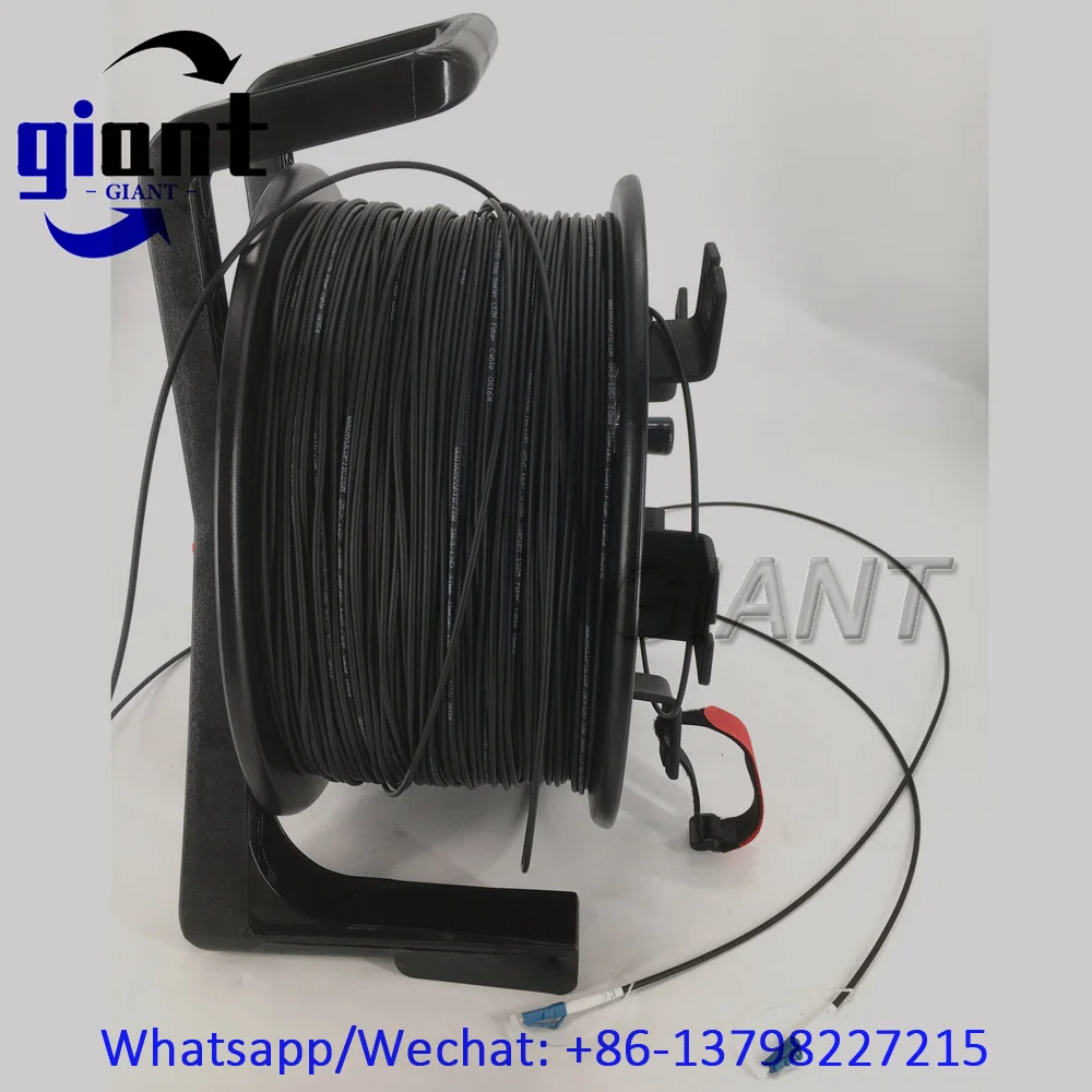 500M,1C,SM,G657A1 블랙 아머드 케이블, 1코어 LSZH 직경:3.0mm, SC/LC/FC UPC 아머드 광섬유 패치 코드 PCD310 릴 포함