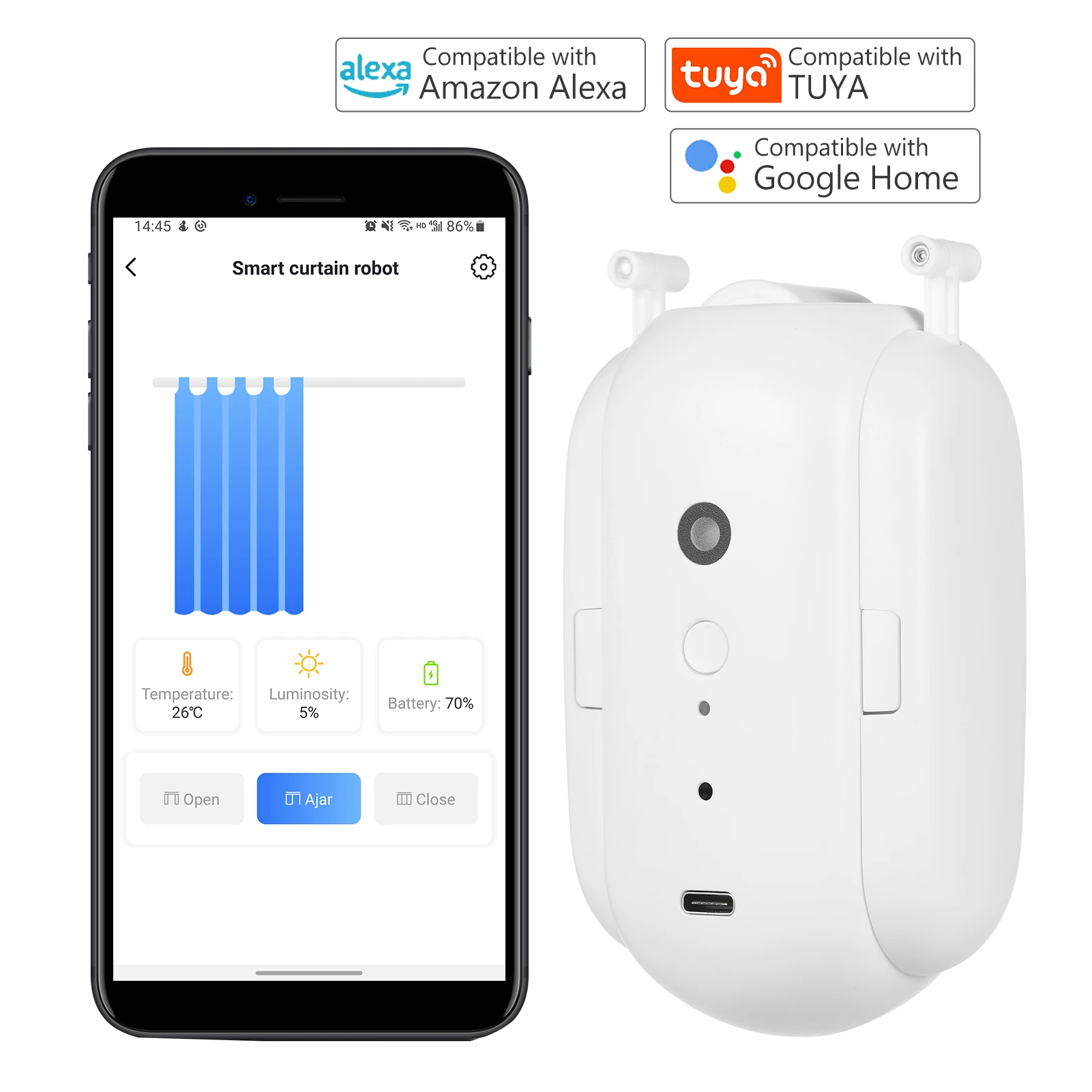 Bluetooth-Automatic-Curtain-Opener-Closer-Robot-Smart-Curtain-Motor ...