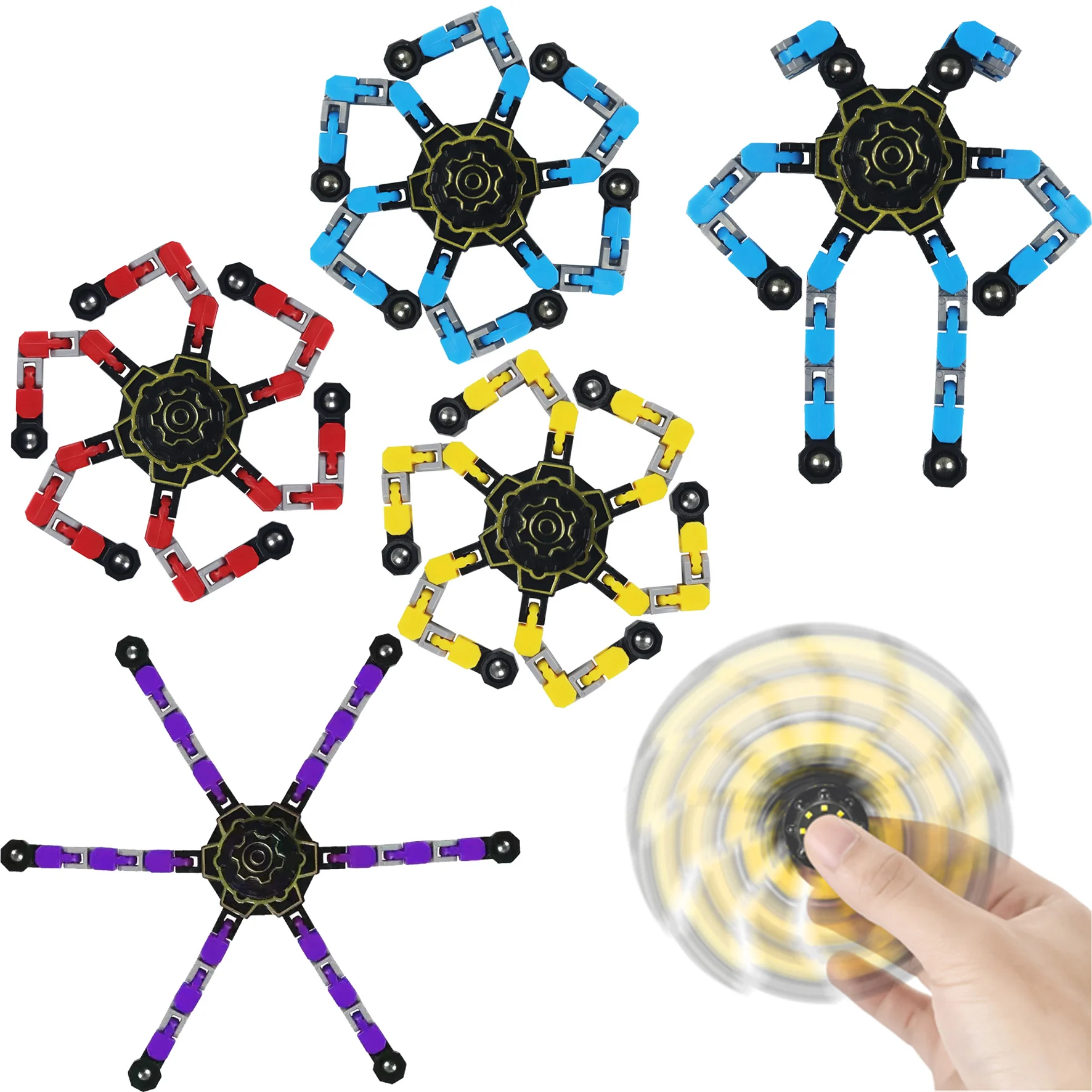 Fidget Spinners Toys Finger Hand Spinning Top Focus Toy with Transformable  Chain Fingertip Gyro Stress Relief for Kids Adults - AliExpress