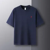 T-shirt à manches courtes pour homme en coton pur tendance 2026, marque haut de gamme, imprimé poney, décontracté, col rond 6