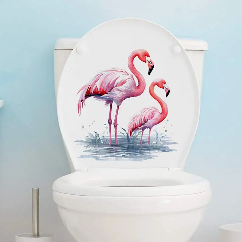 Flamingo Sticker Toilet Lid Decal Wall Sticker Waterproof Door Removable Self-Adhesive