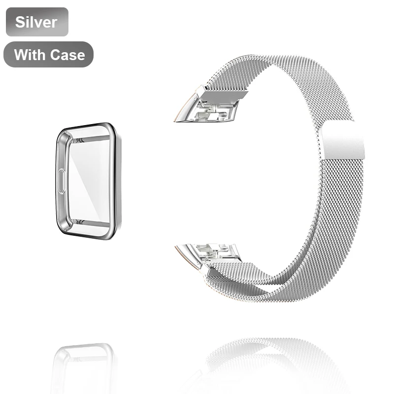Milanese Magnetic Loop Metal Strap with TPU Case & Screen Protector Film