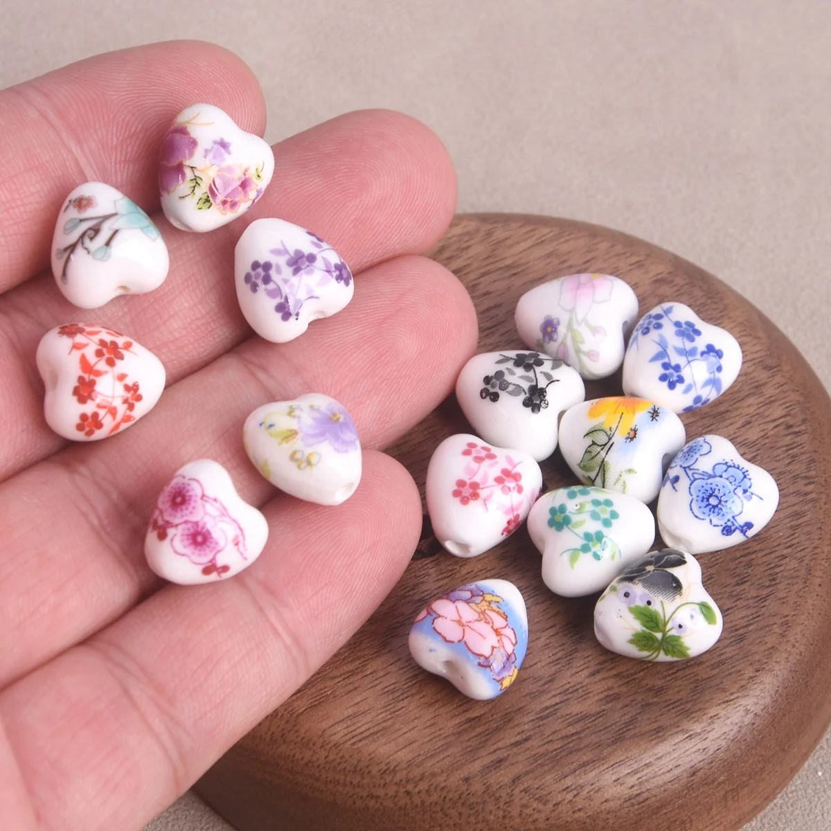 10 Pezzi 10mm 12mm A Forma Di Cuore Lucido Lucido Smaltato Porcellana - Foto 10