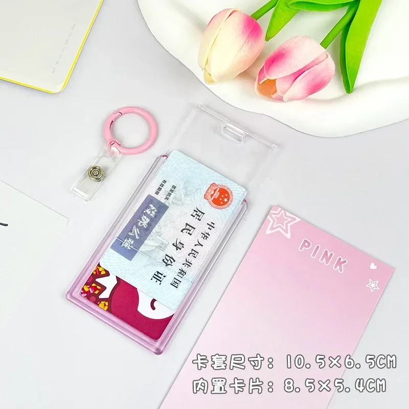Transparent Photocard Holder Card Protective Case Name Badges Card Sleeve Waterproof Students Meal Bus Cover Keychain card holder photo card holder card protector