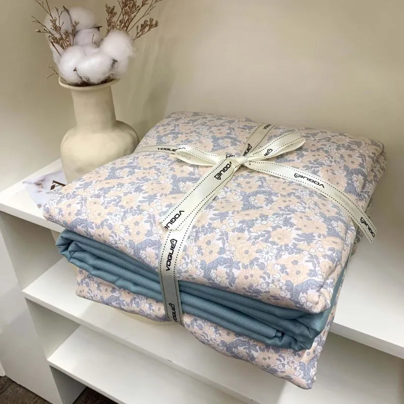 Washed Cotton Linen feeling  Nature Soft Breathable Comfortable(1Duvet Cover+1Flat Bedsheet+Bed Sheet+ 2Pillowcases) Twin Double 3