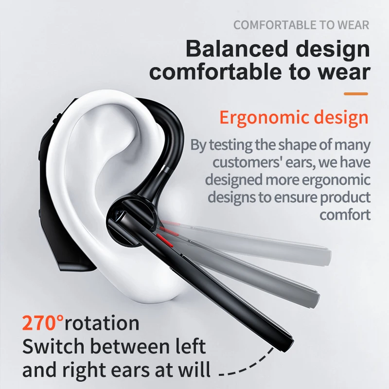 Bluetooth 5.3 Business Wireless Earphone Left Right Ear Universal LED Display With MIC Headset Ultra-long Standby For Car Driver 6