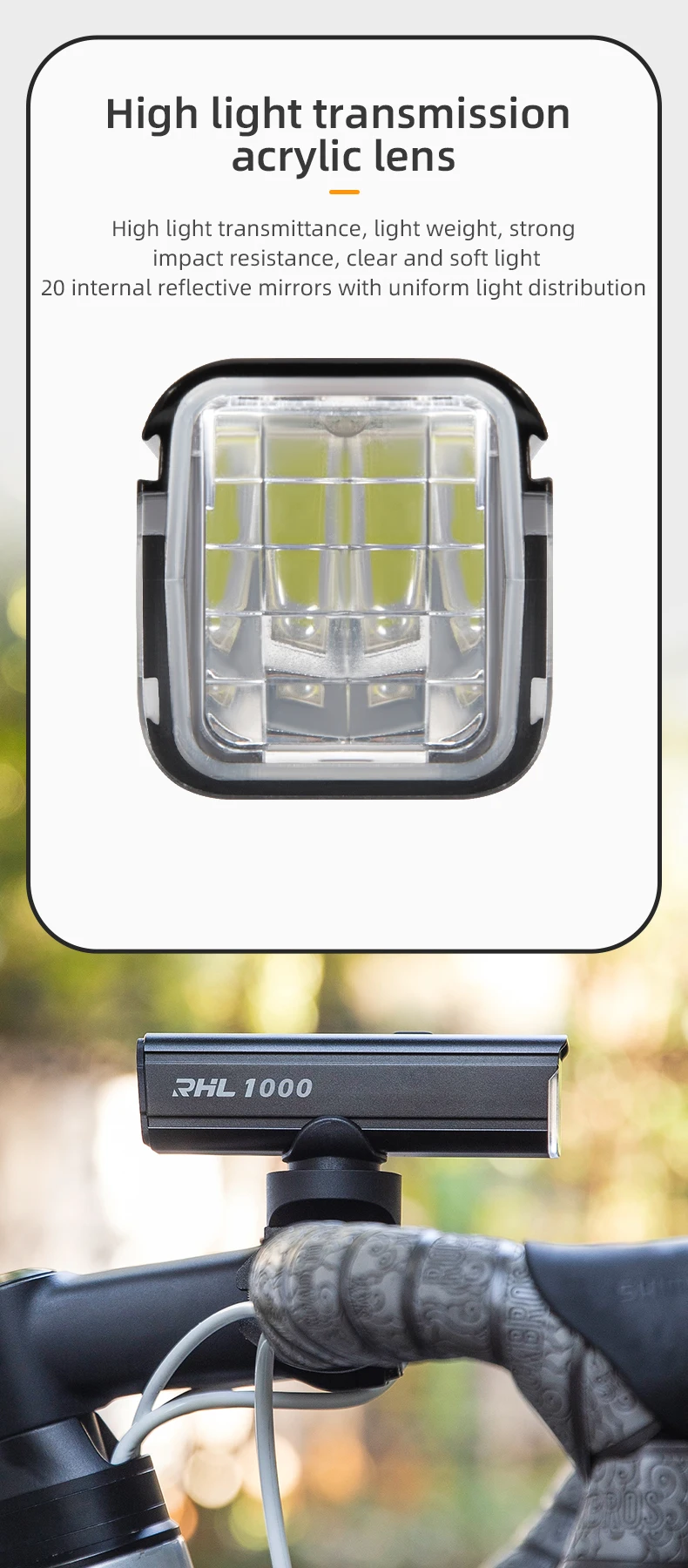 Bicycle Light 1000Lumen Type-C Charging IPX6 Rechargeable Bike Front Light With