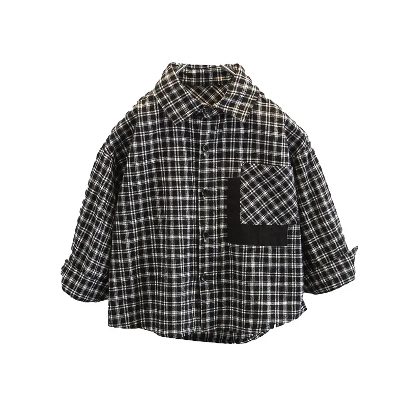 Trendy Plaid Shirt for Boys Baby Spring Autumn Wear Casual Top Children's Clothing Checkered Shirt Baby Boys Fashionable Top