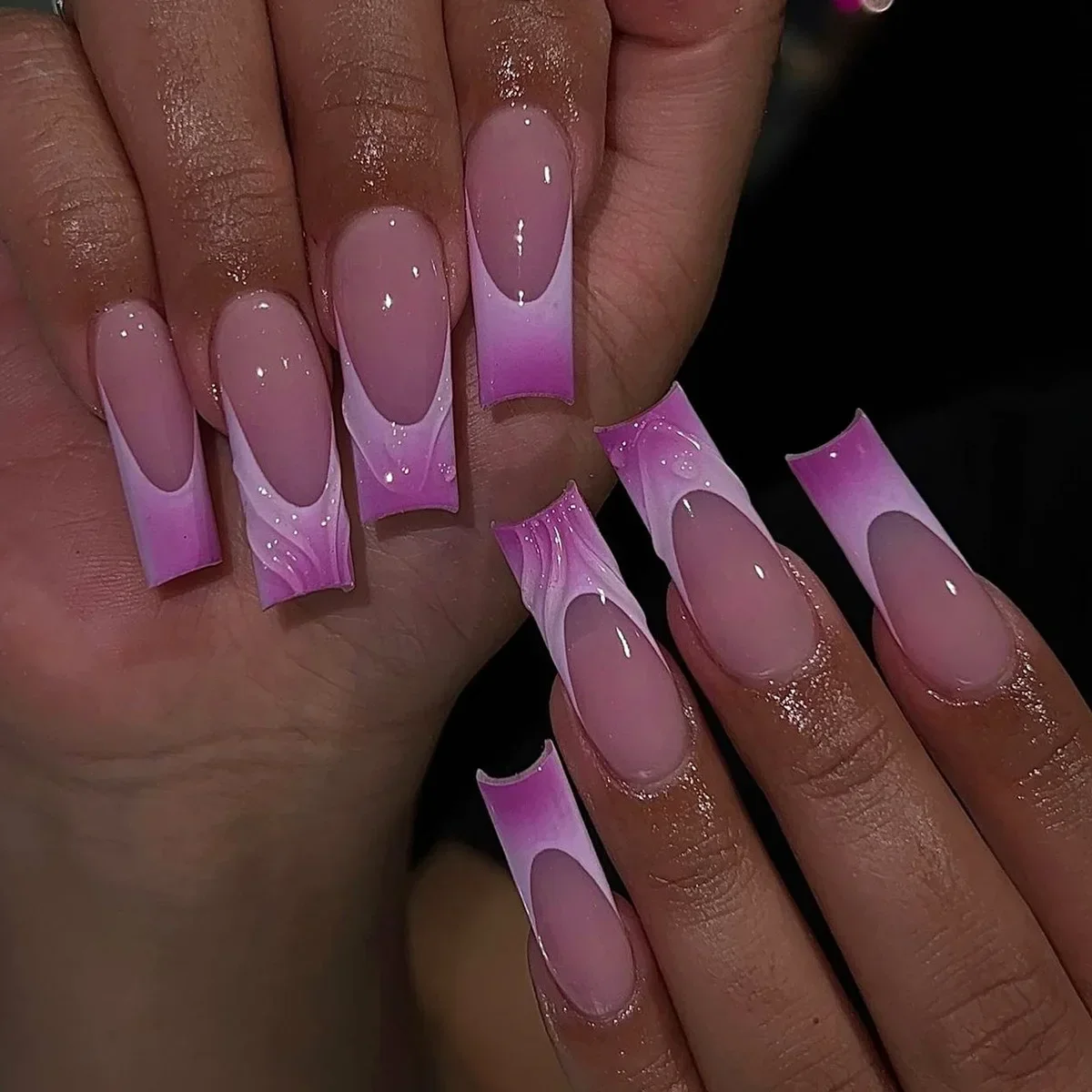 Fake Nails 24Pcs Artifical False Nails Glue Heart Designs Detachable Press on Nails XLong Finished False tip