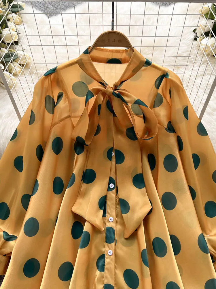 mustard spotty blouse