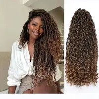 Synthétique déesse Locs Crochet cheveux tresses bouclés Faux Locs tressage Extensions de cheveux perruque pour les femmes noir Hippie Boho Style 1