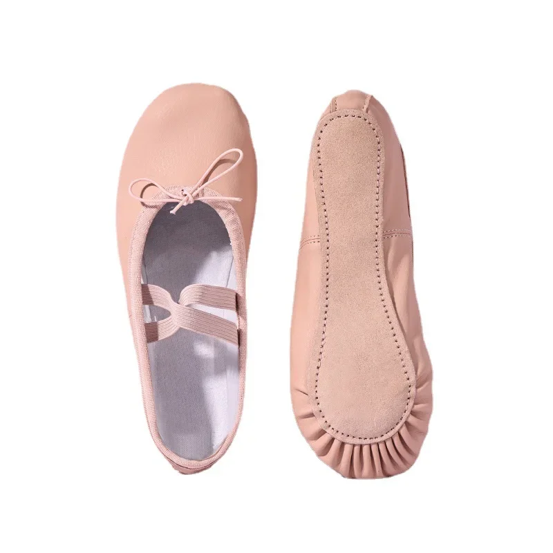 Women's Ballet Slippers Woman Danseuse PU Leather Professional Dancers Girls Kids Soft Sole Children Toddler Dance Shoes 1pc