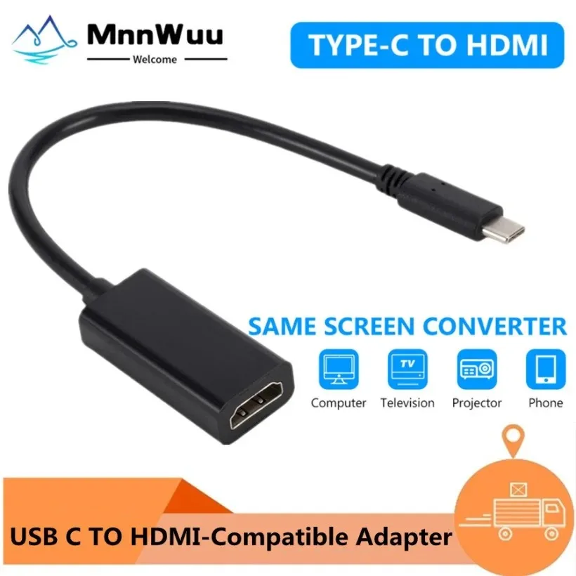 Adattatore Da Usb C A Hdmi-Compatibile Cavo 4K 30Hz Tipo C Hdmi Per Macbook Samsung Galaxy S10 Huawei Mate P20 Pro Usb-C Adattatore Hdmi