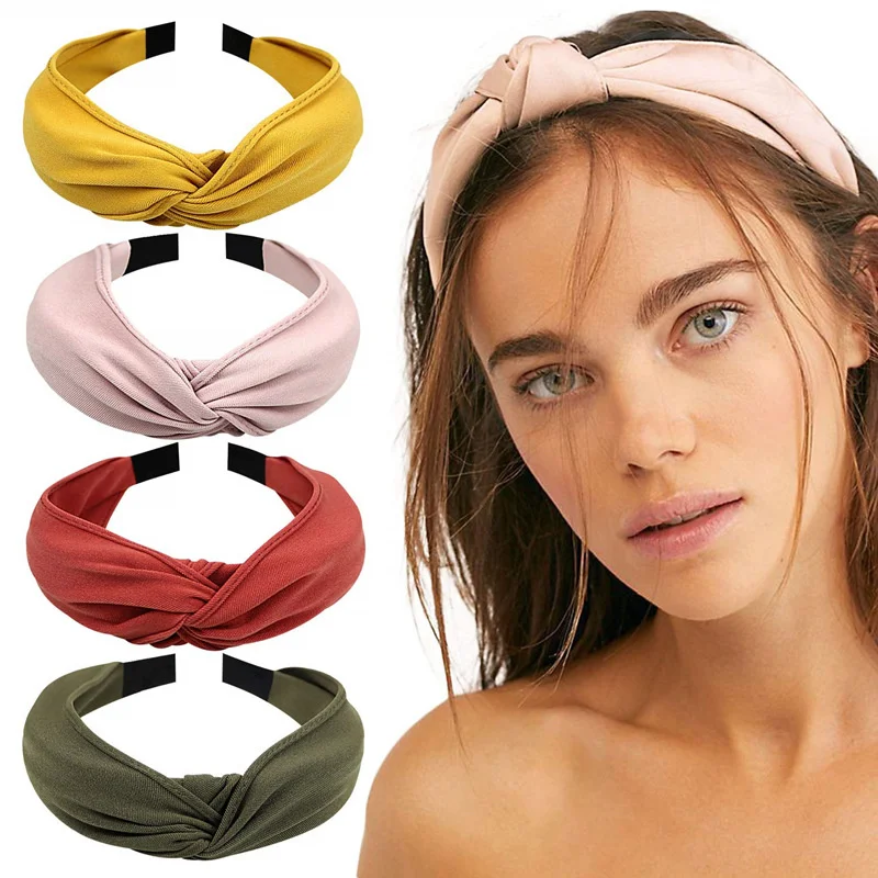 

2022 New Women Bow Knot Hair Bands Solid Color Wide Band Hair Hoop For Woman Girls Headband Fashion Headwear Hair Accessories