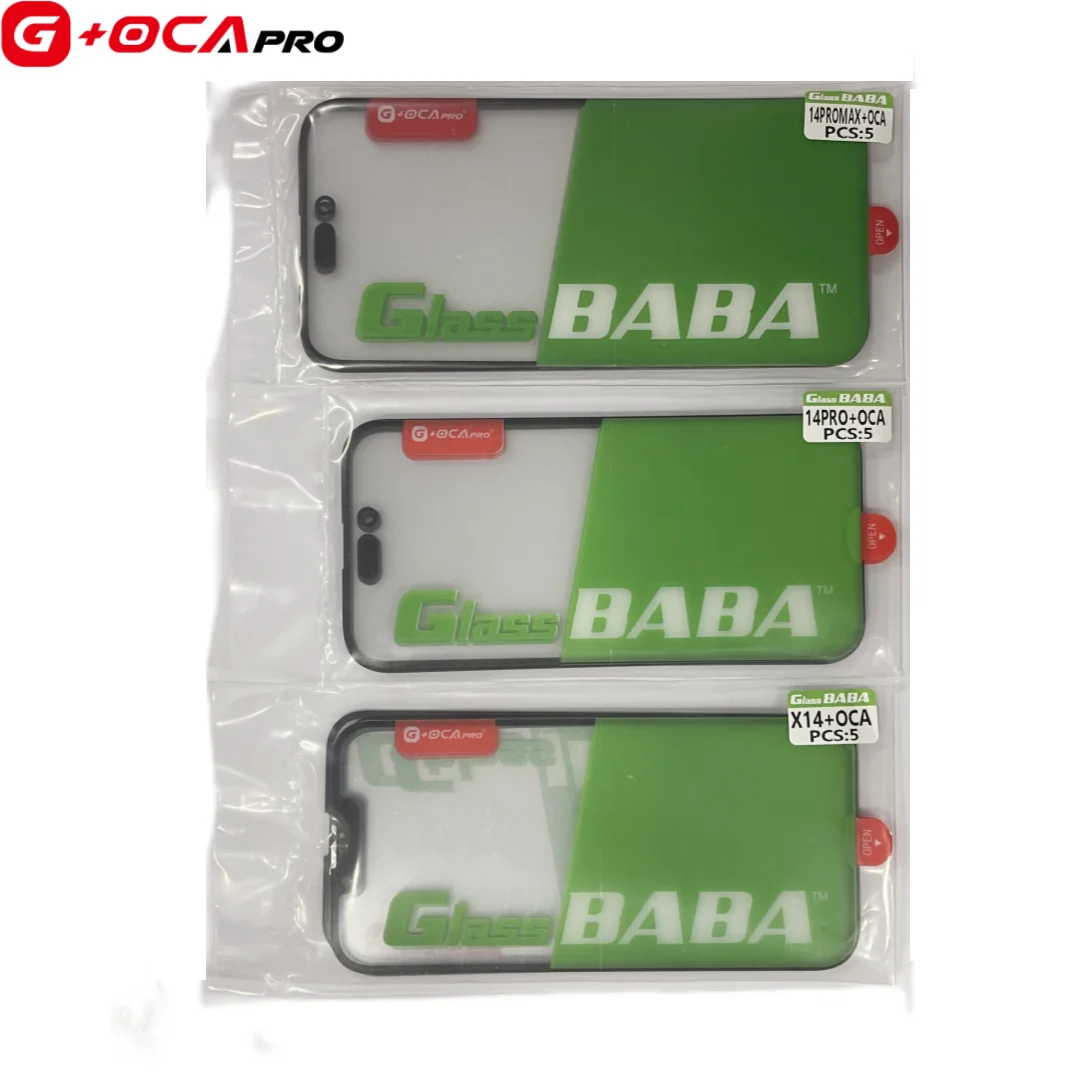 GLASS BABA G+OCA Glass+OCA 2in1 LCD touch lens phone lcd touch lens for iPhone 12 13 11 14 plus 15 16 pro max mini X XS XR MAX 5pcs