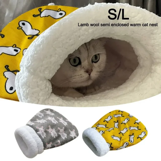 Creative Plush Cat Sleeping Bag Cartoon Thickened Cat Cave Bed Winter Warm Pocket Type Pet Snuggle Sack Pet Supplies 5