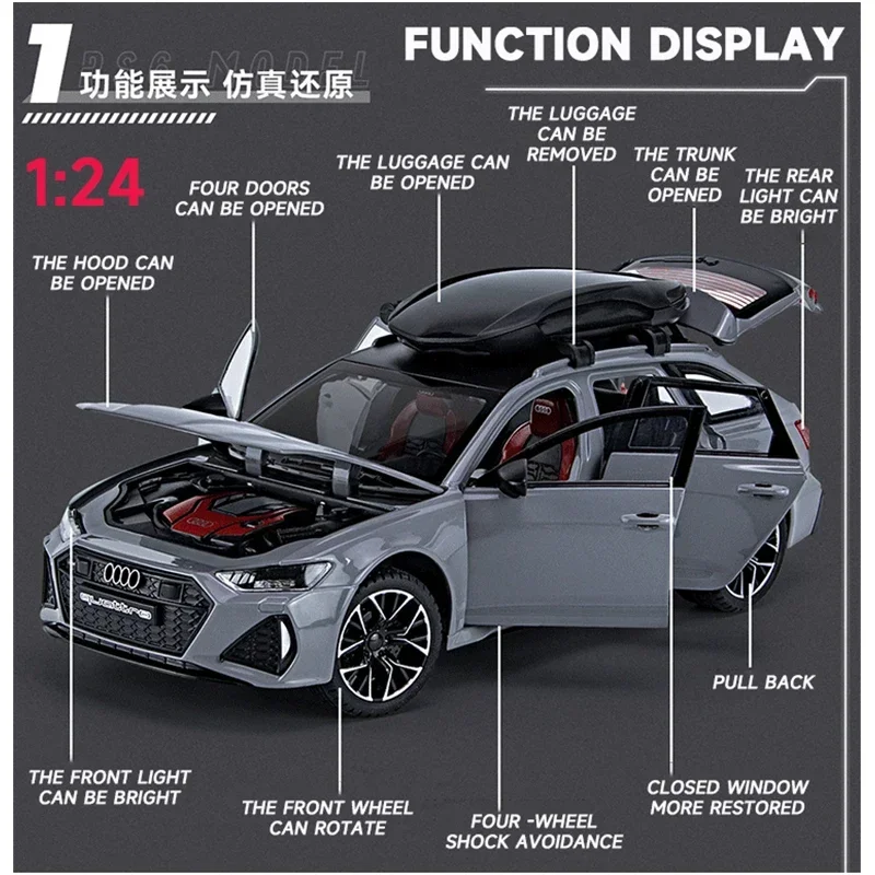 نموذج سيارة RS6 Avant Station Wagon Diecast Alloy،...