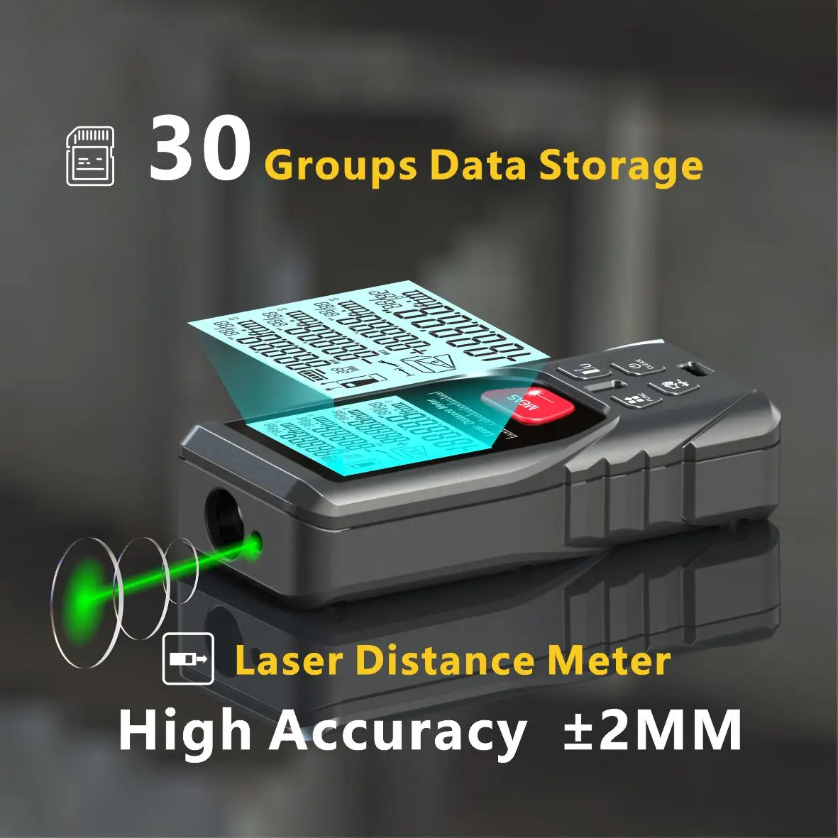 Laser rangefinder Distance meter Laser Meter Green Laser beam Digital Tape 50m 100m 120m Distance Meter 2 Bubbles Leveling High Accuracy Rangefinder