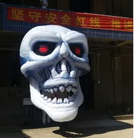 Printed Giant Inflatable Skull Head with Lights Outdoor Hanging Ghost Skeleton Air Model Toy For Halloween Festival Decoration 2