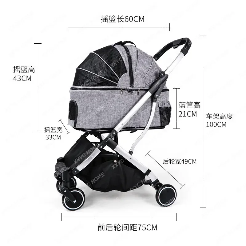 Pet Stroller Portable Foldable Small Dog out Trolley Separated Cat Trolley