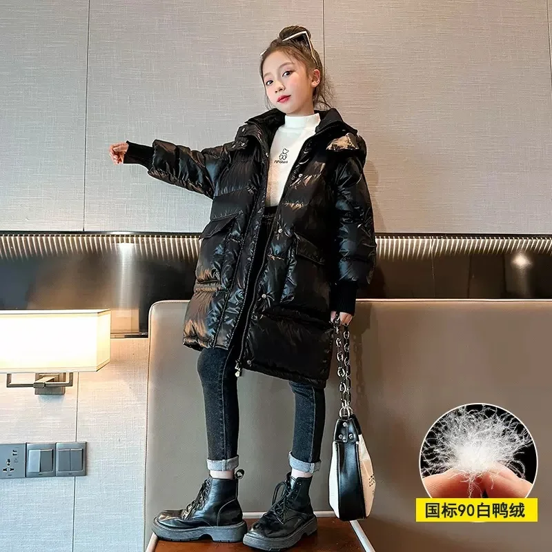 

Girls' Down Jacket 2022 New Thickened Winter Children's Jackets Parkas Baby Girl Clothes Outerwear Long Down Coat Long Padding