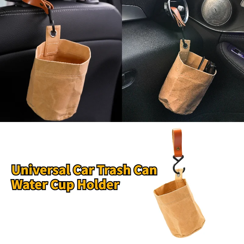 Portable Car Garbage Can Thickened Hook Type Storage Bag 2024 Universal Waterproof Water Cup Holder Car Garbage Bag Accessories