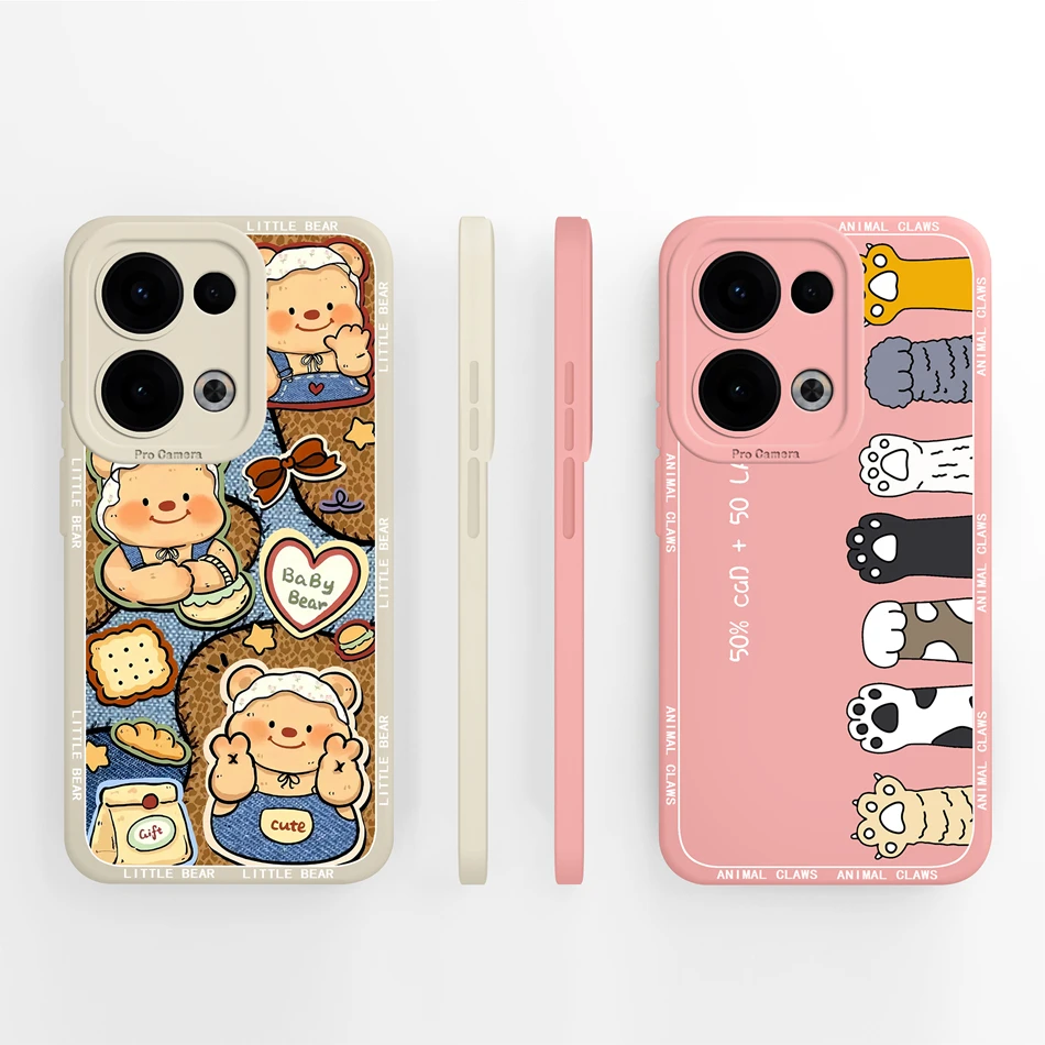 Cute Cat Panda Soft Liquid Silicone Phone Case - Full Coverage Anti-Drop Back Cover