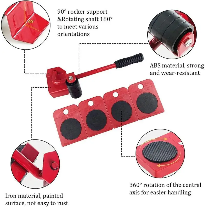 New Heavy Duty Furniture Lifting Tool Mover Transport Lifter Sliders Roller Moving Device Lifting Moving Furniture Helper