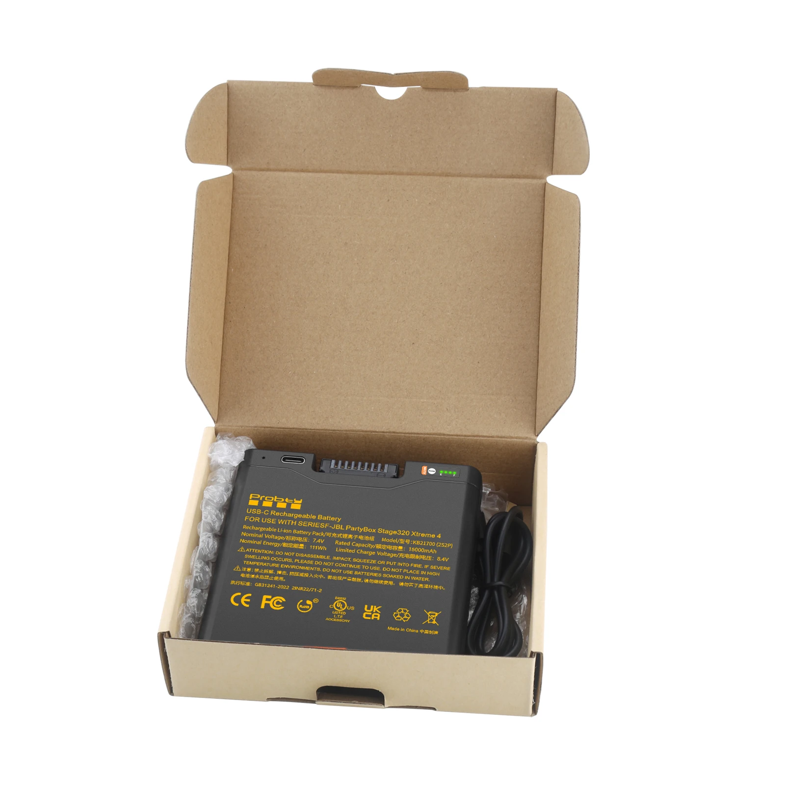 Batterie 12000 MAh 7,4V Pour JBL Partybox Stage 320 Et Xtreme 4 - Avec Affichage LED Et Charge Type-C