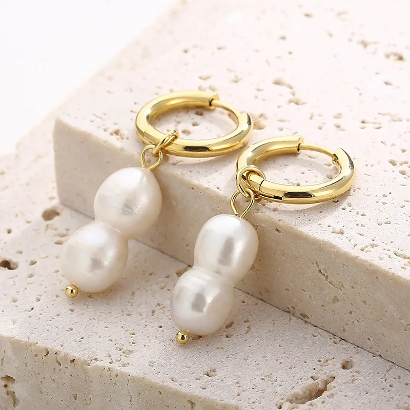

Shell Imitation Pearl Drop Earrings Female Gold Color Stainless Steel Rhinestone Eardrops Pendant Elegant Jewelry Gift Mujer