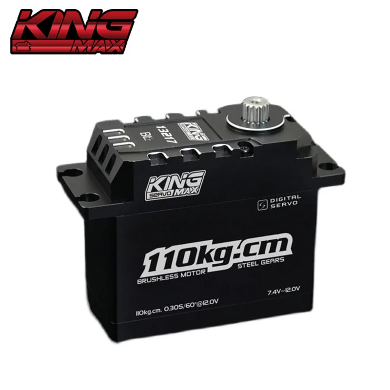 KINGMAX BLS13217 All Steel Tooth Brushless 12V High Voltage 110kg.cm High Torque Waterproof Steering Gear For Industrial Robots