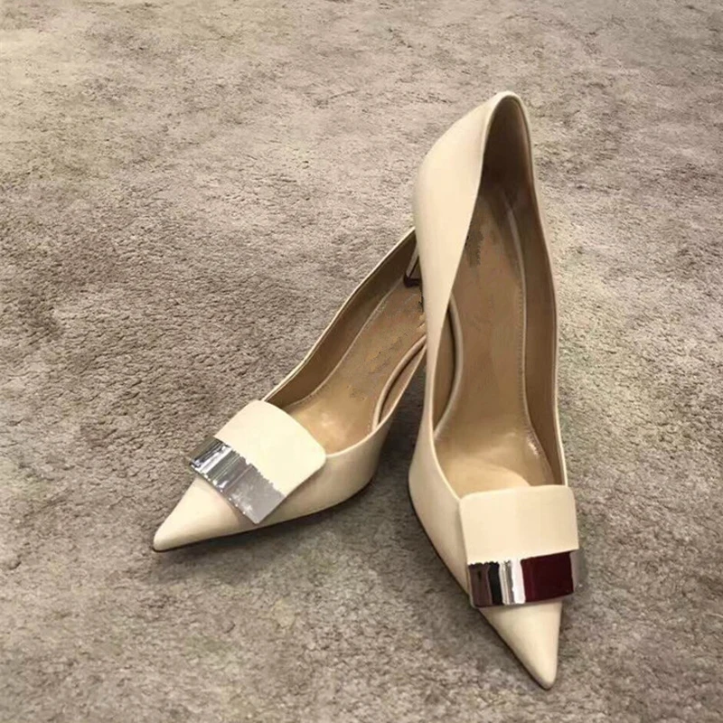 2022 Women Party Bridal Wedding Shoes Luxury Pumps Metal Plate Glitter High Heels Ladies Stiletto Dress Pointed Toe Bombas Mujer 4