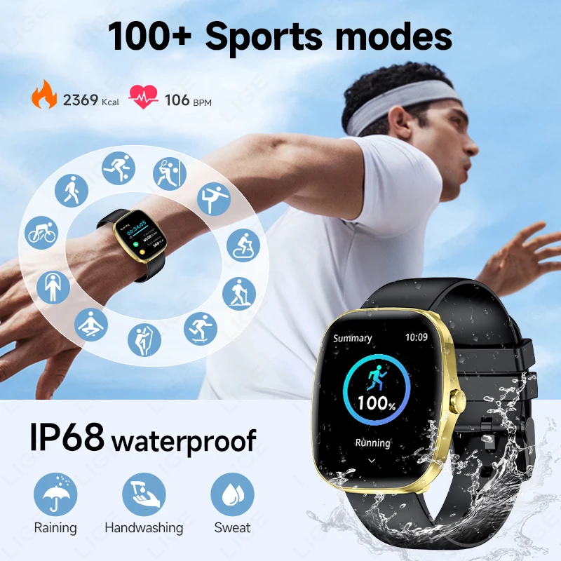LIGE NEW Smart Watch Women Men Lady Gift Sports Fitness Watches Heart Rate Monitor Waterproof Smartwatch For Phones Android IOS