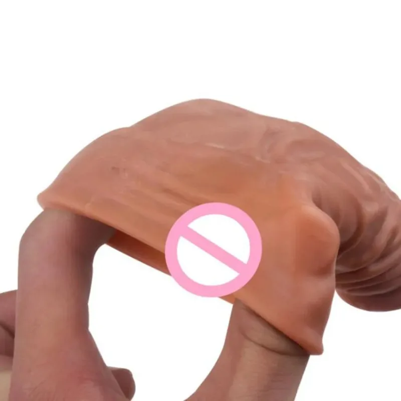 Reusable Penis Sleeve Enlargement Condoms Sex Toys For Men Dildo Extender Enhancer Sex Delay Realistic Condom Intimate Goods penis sleeve penis condom penis enlargement